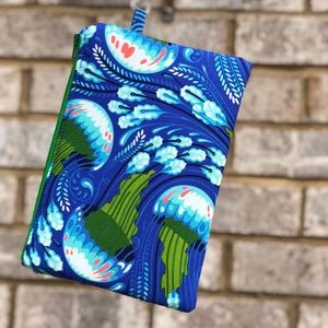Blue Tula Pink jellyfish wristlet handmade by me